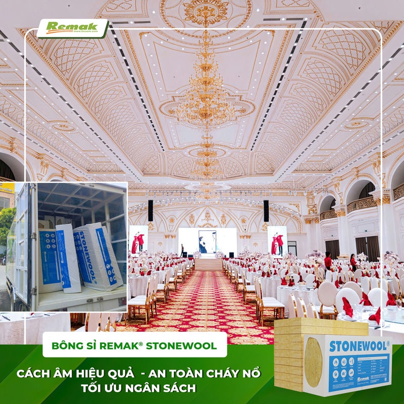 Bông khoáng sỉ Remak Stonewool cách âm chống cháy cho trung tâm tổ chức sự kiện