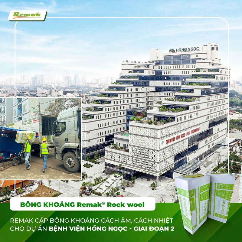 Đừng để hỏa hoạn và tiếng ồn phá hỏng công trình: Giải mã sức mạnh cách âm 0.95 NRC và chống cháy EI 180 của Bông khoáng Rockwool Remak 5 Bong khoang Remak lam du an cach am cach nhiet cho benh vien Hong Ngoc