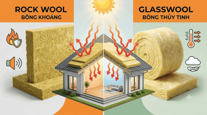 Bông khoáng v/s Bông thủy tinh – vật liệu nào cách nhiệt tốt hơn?